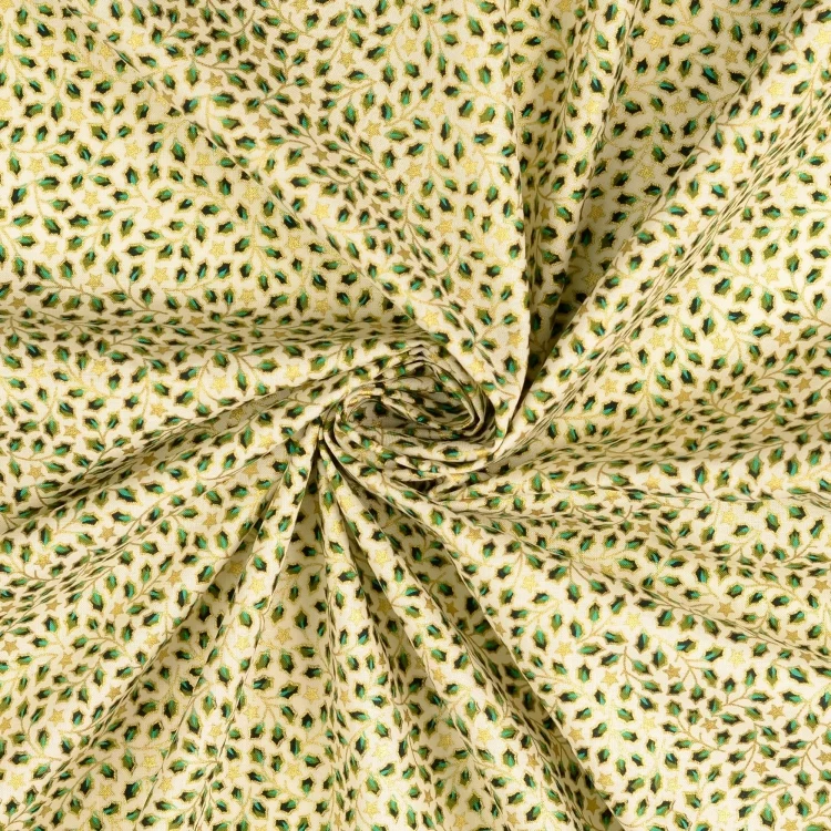 Baumwoll Popeline Little Mistletoe, creme