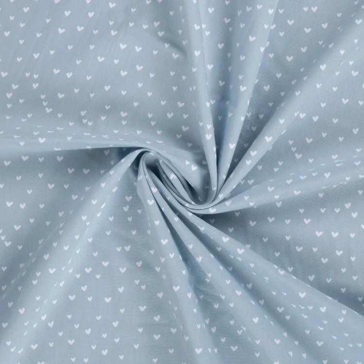 Baumwoll Popeline Mini Hearts, hellblau