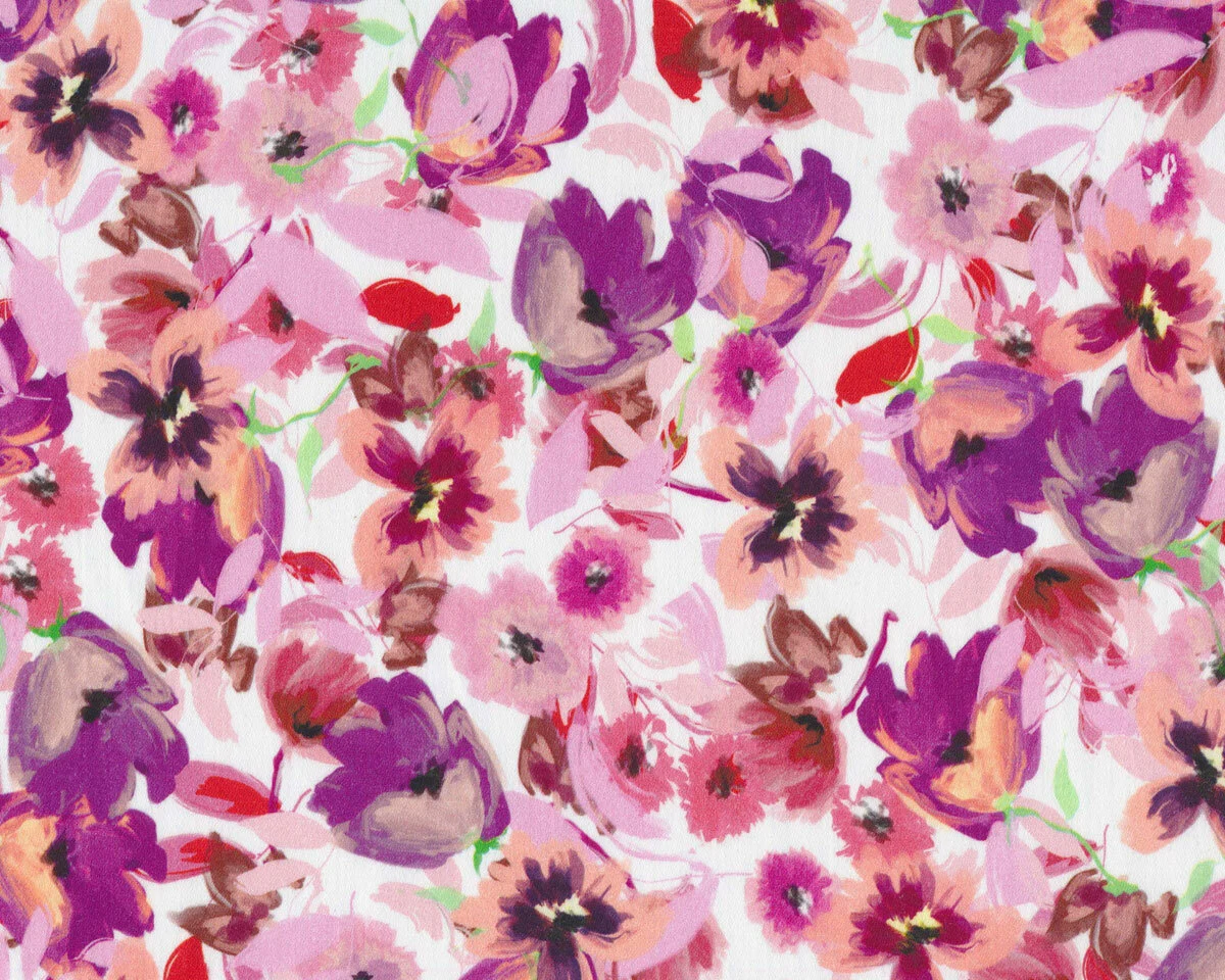 Baumwoll-Popeline mit Stretch ALVA, Blumen, rosa, Hilco