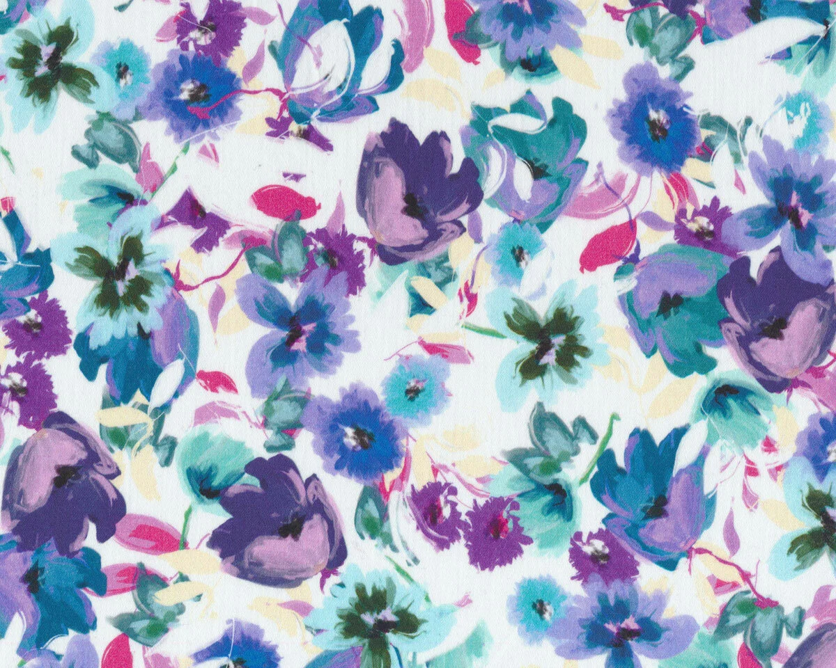 Baumwoll-Popeline mit Stretch ALVA, Blumen, türkis, Hilco