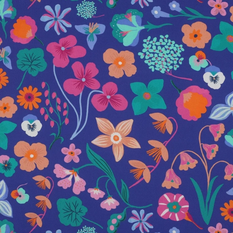 Baumwoll Popeline Nerida Hansen Meadow Flower, blau