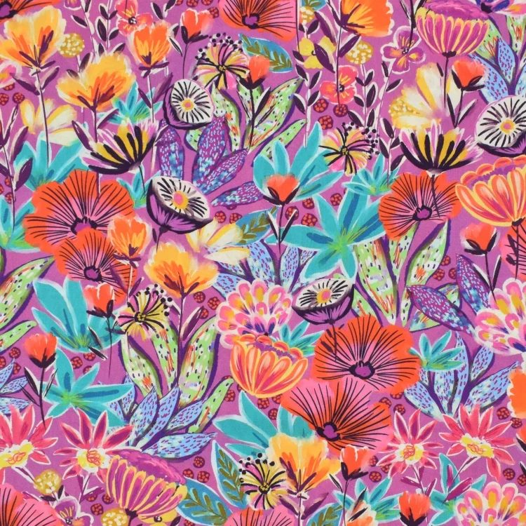 Baumwoll Popeline Wildflowers, beere
