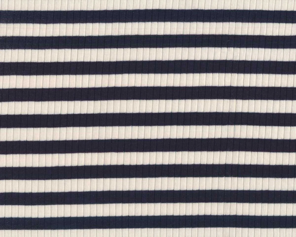 Baumwoll-Rippenjersey RIP STRIPE, breite Streifen, dunkelblau, Hilco