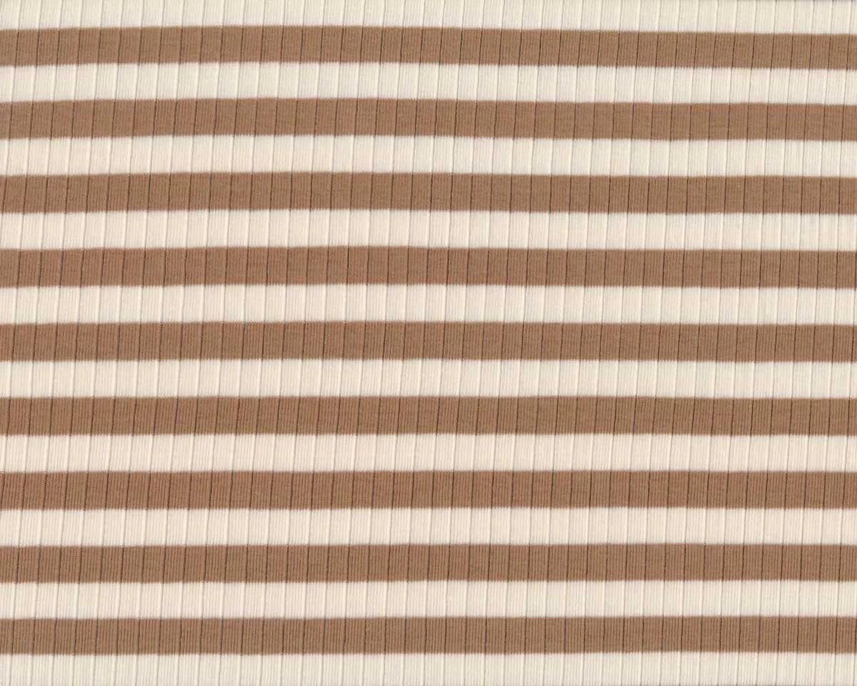 Baumwoll-Rippenjersey RIP STRIPE, breite Streifen, hellbraun, Hilco