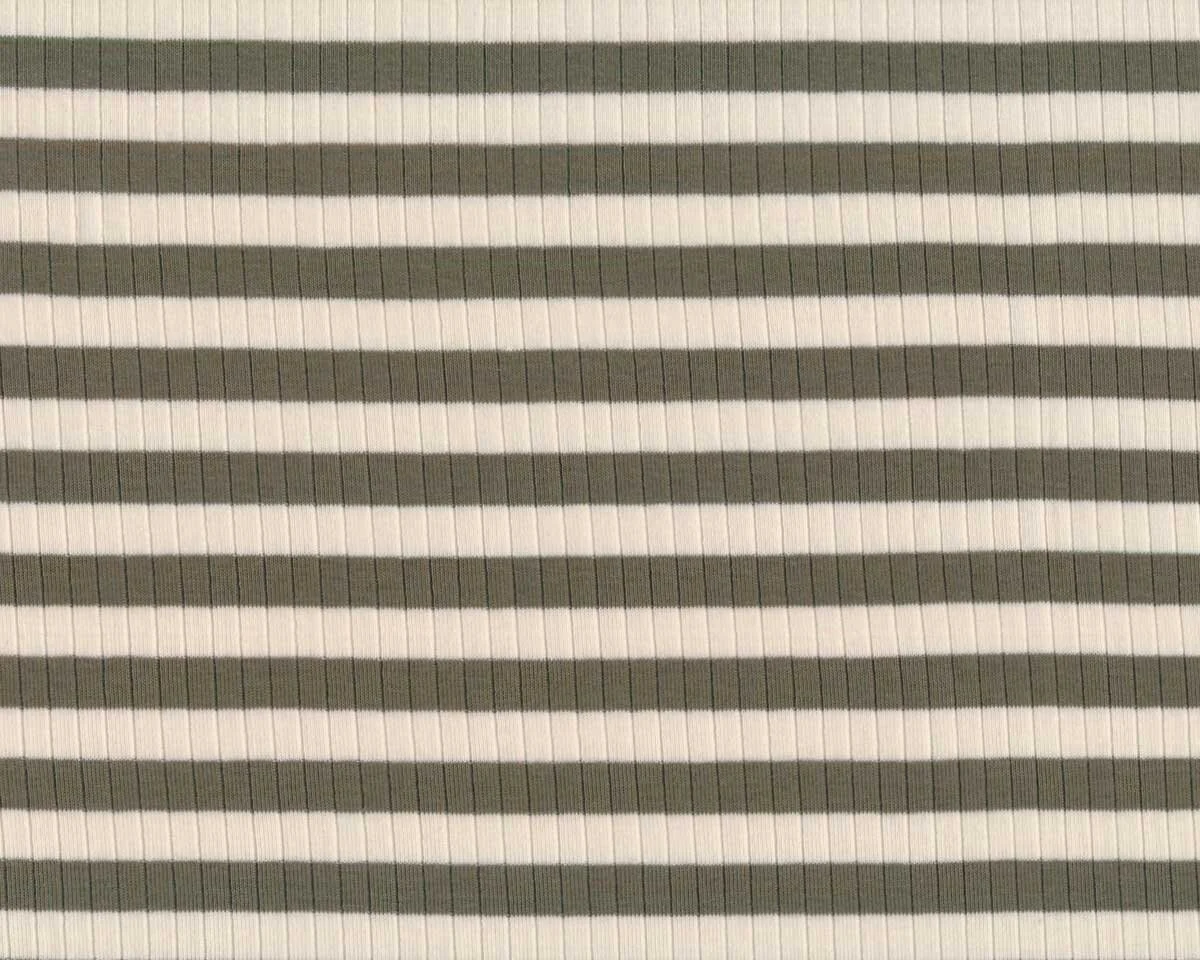 Baumwoll-Rippenjersey RIP STRIPE, breite Streifen, tannengrün, Hilco