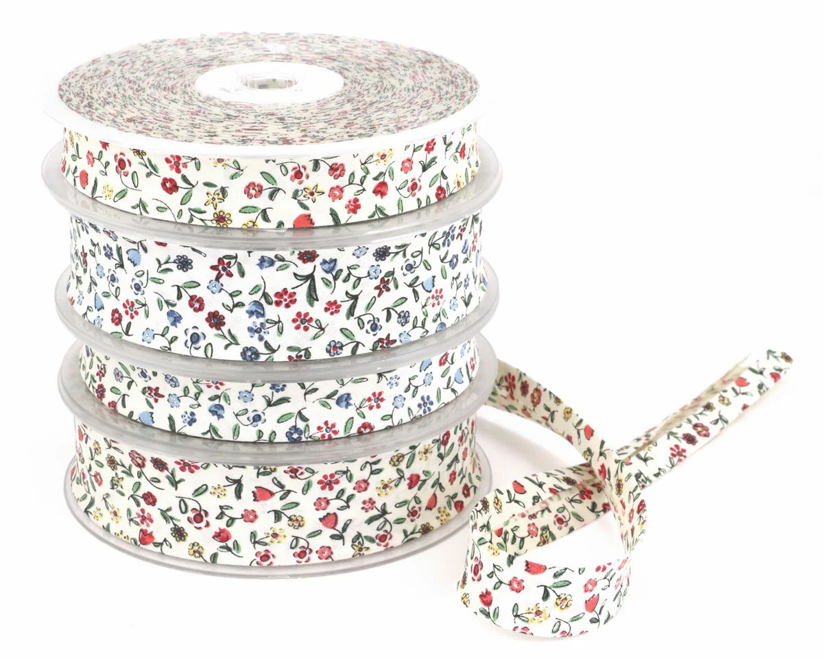 Baumwoll-Schrägband mit Blümchen