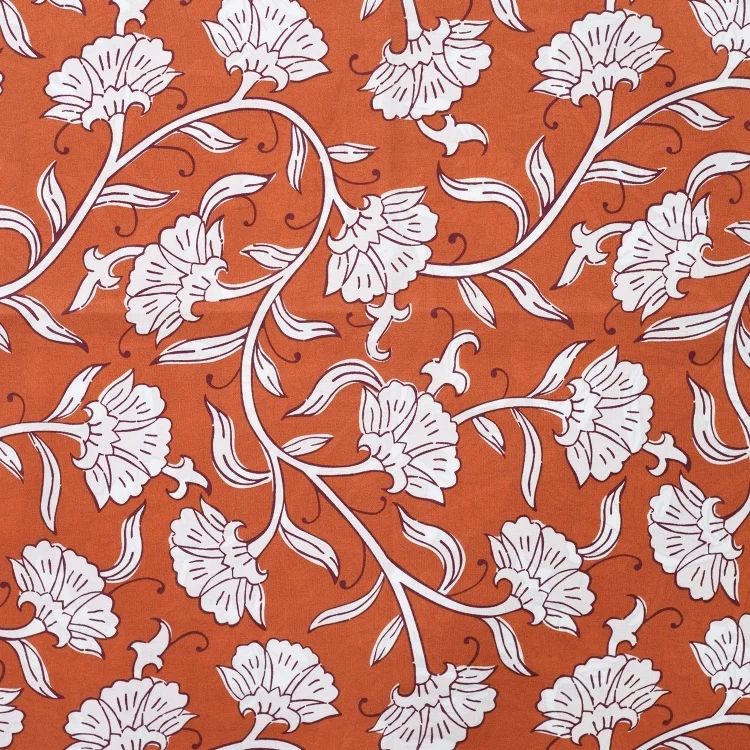 Baumwoll Voile Enjoy Copper Coast Ethno Flowers, terracotta