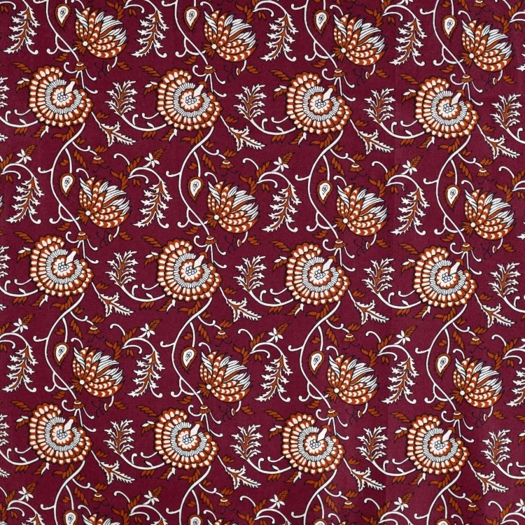 Baumwoll Voile Enjoy Copper Coast Orient Flowers, bordeaux