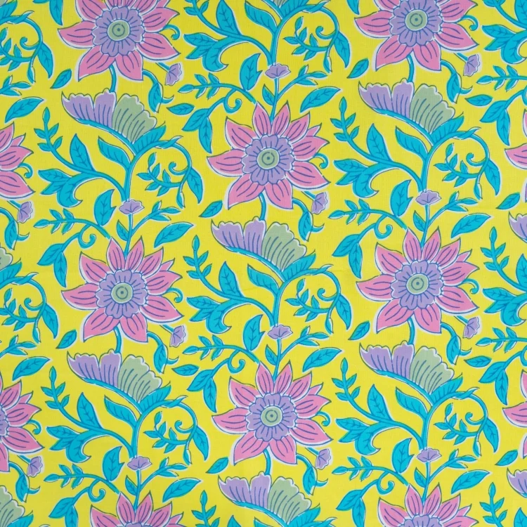 Baumwoll Voile Enjoy Sorbet Beach Flowers, gelb