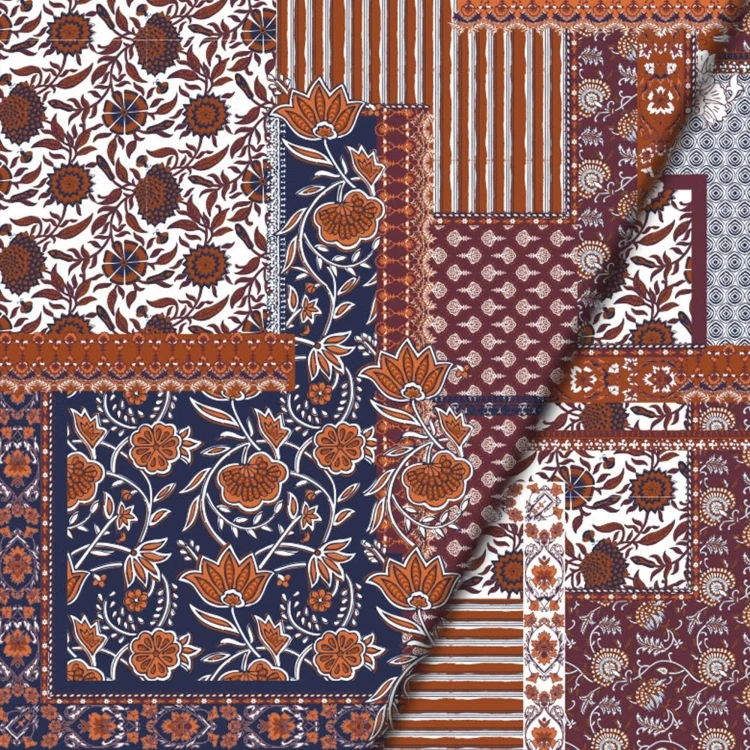 Baumwoll Voile Panel Enjoy Copper Coast 135 x 75 cm, cognac