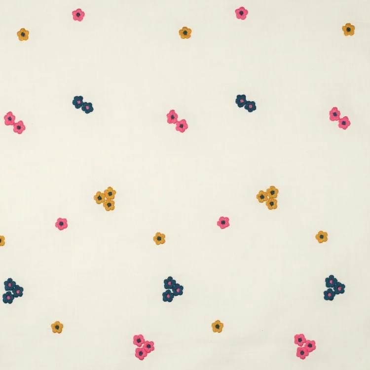 Baumwoll Voile Stickerei Flowers, wollweiß