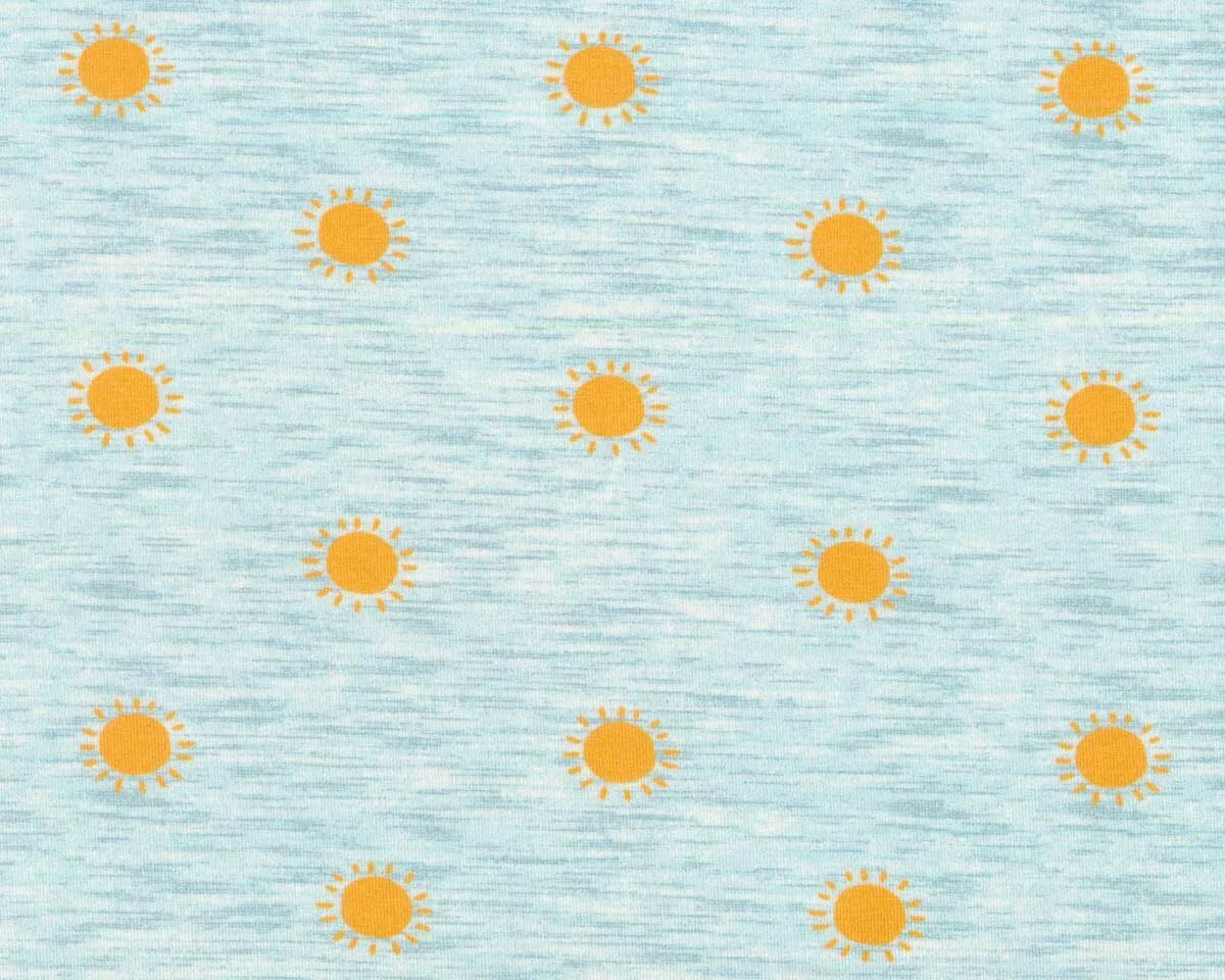 Baumwolljersey AFRICAN SUN, Sonne, hellblau-gelb, Hilco