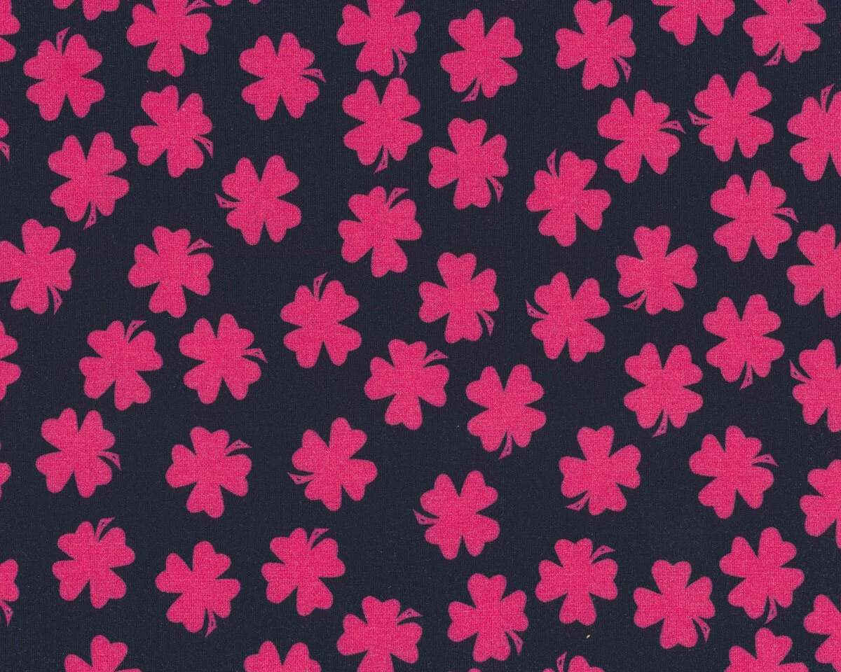 Baumwolljersey AVALANA LYKKE, Kleeblätter, pink