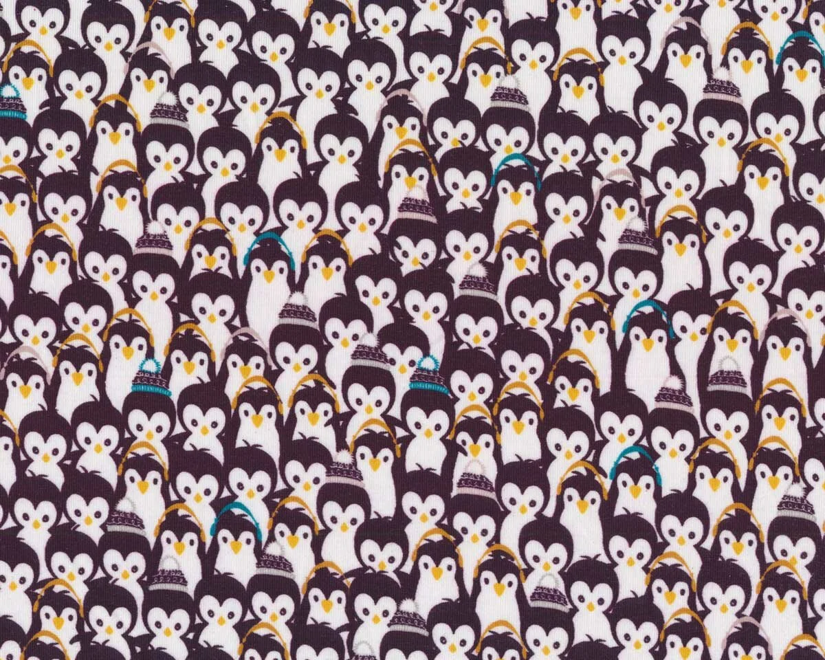 Baumwolljersey AVALANA PINGVIN, Pinguine, weiß