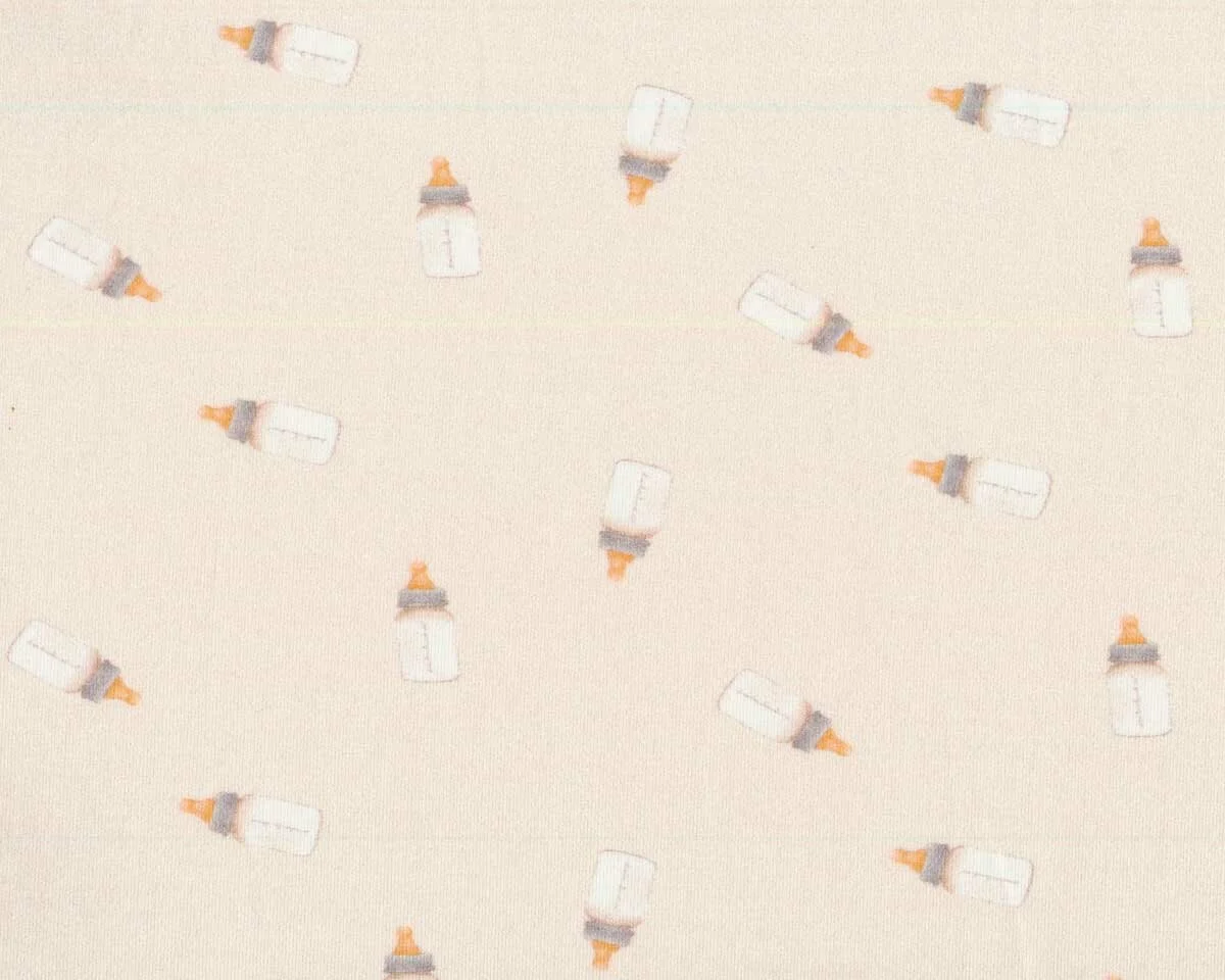 Baumwolljersey BABY MILK, Babytrinkflasche, hellbeige, Hilco