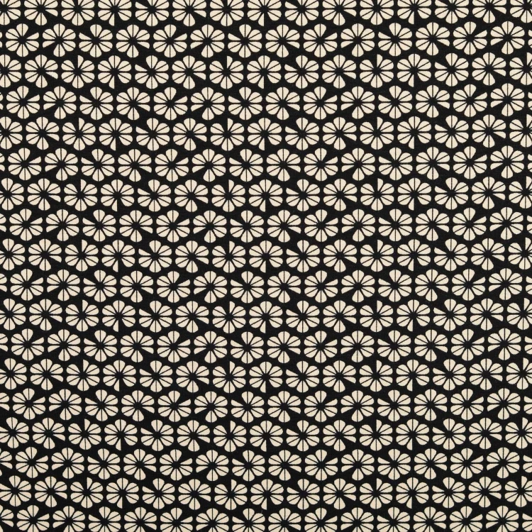 Baumwolljersey Blumen, schwarz