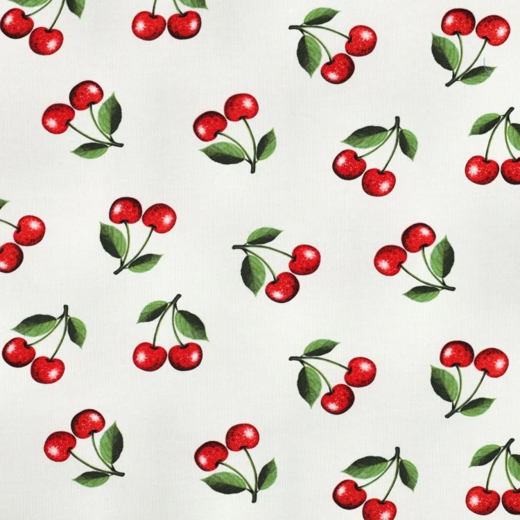 Baumwolljersey Cherry Love, wollweiß