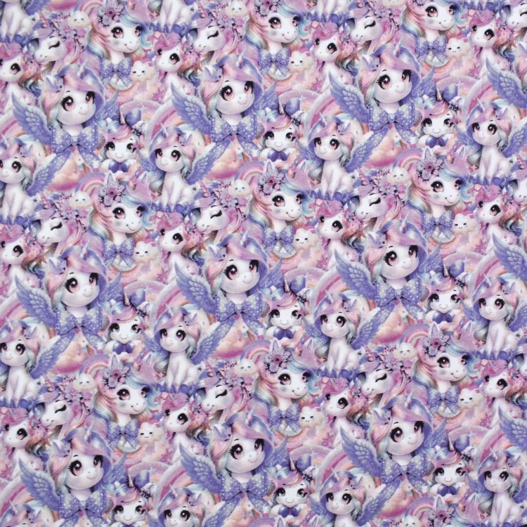 Baumwolljersey Cute Unicorn, lavendel