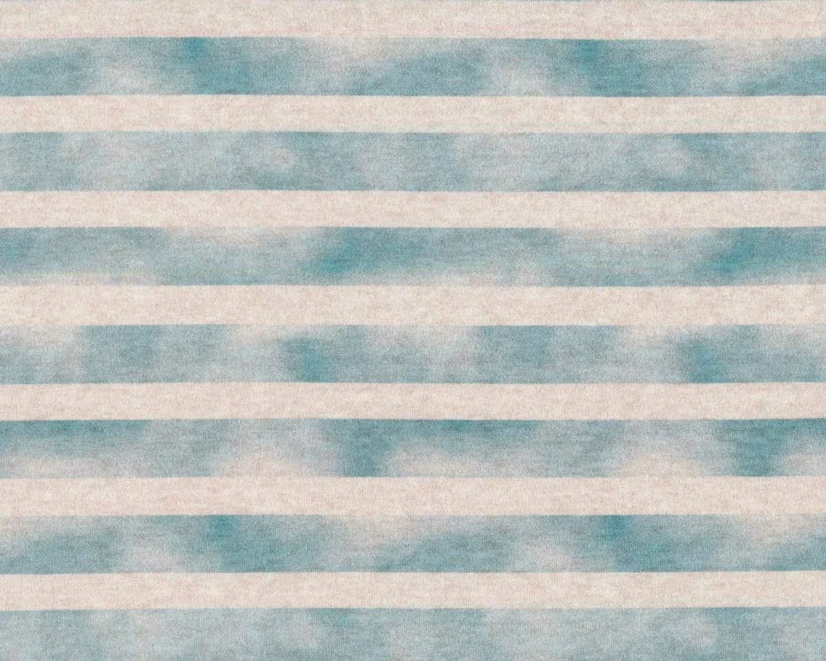 Baumwolljersey DINO STRIPE, Streifen, beige-blau, Hilco