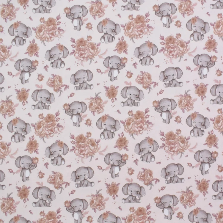 Baumwolljersey Elephants, blassapricot