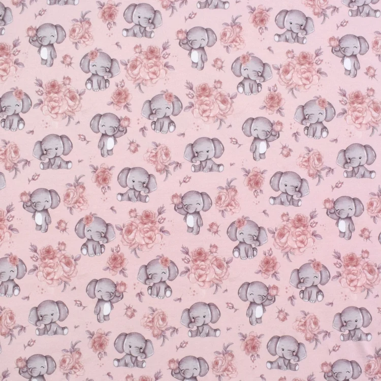 Baumwolljersey Elephants, rosa