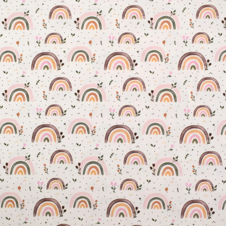 Baumwolljersey Fräulein von Julie Lovely Rainbow, wollweiß