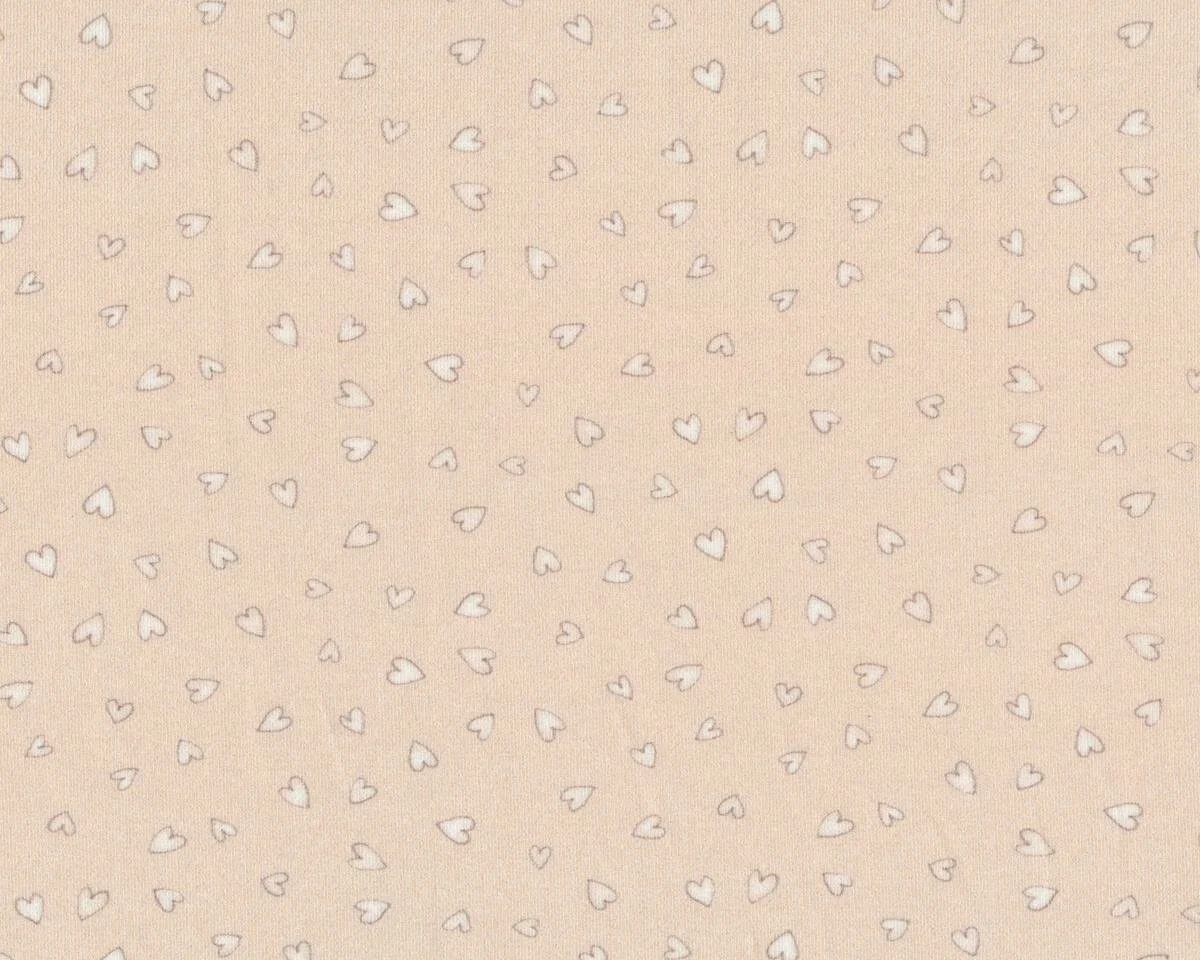 Baumwolljersey HEART POESIE, kleine Herzen, hellbeige, Hilco