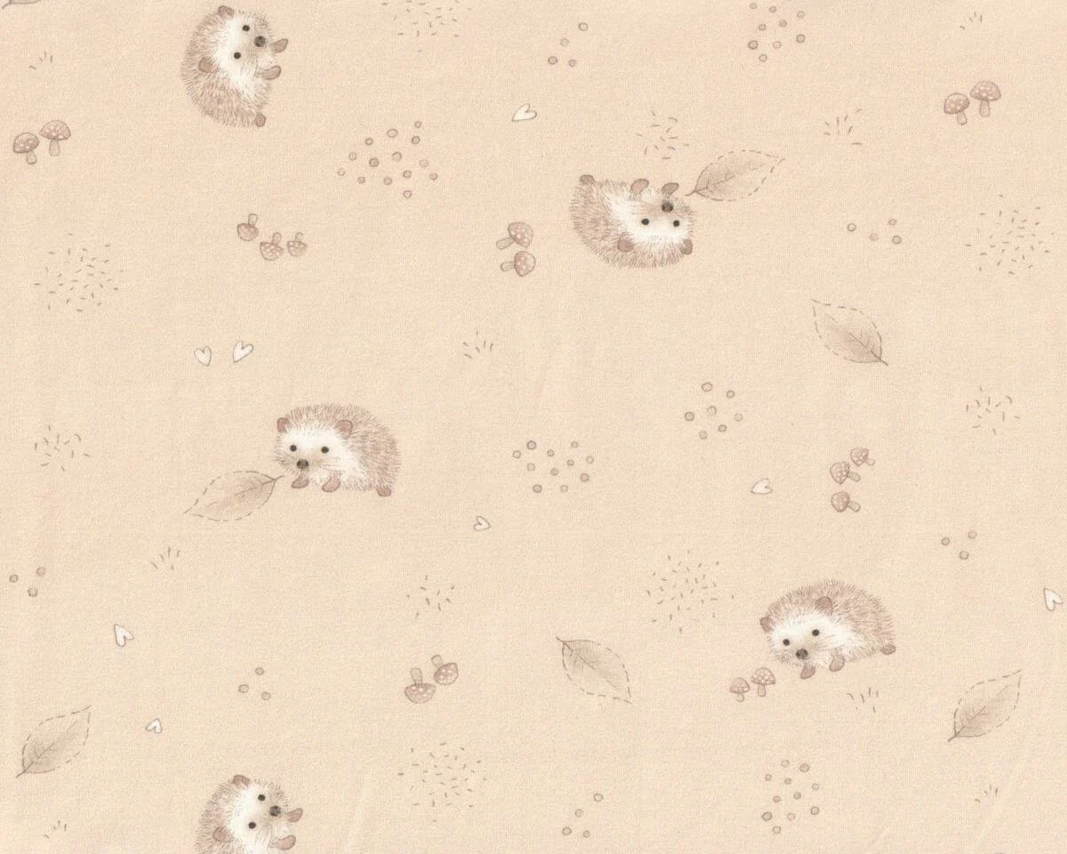 Baumwolljersey HERRISSON POESIE, Igel, hellbeige, Hilco