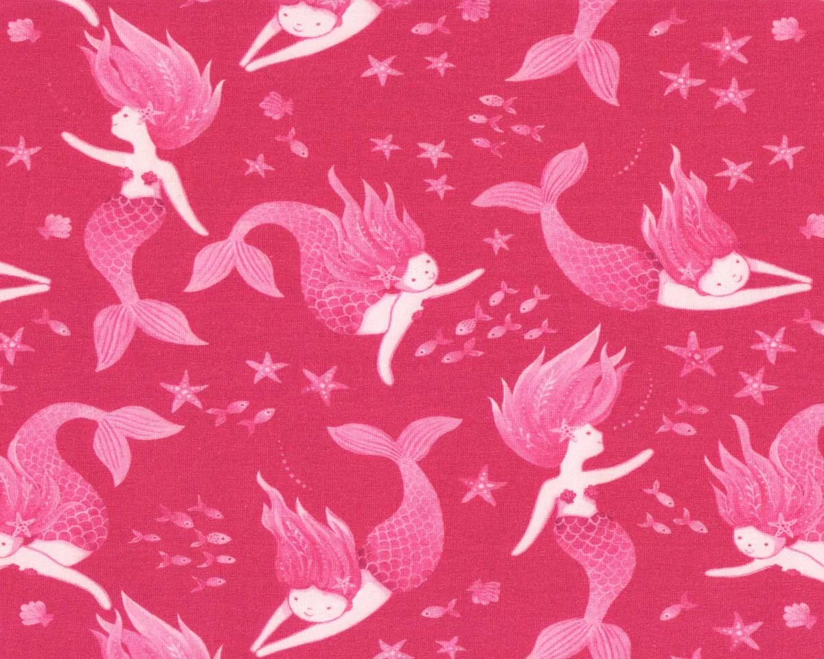 Baumwolljersey INKY MERMAID, Meerjungfrau, fuchsia-pink, Hilco