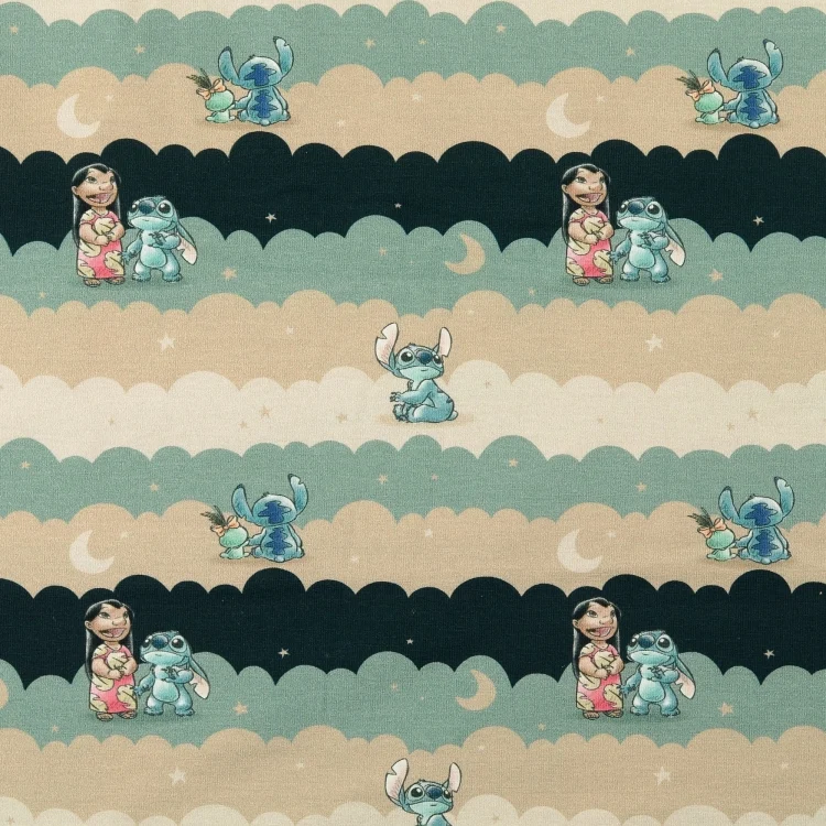 Baumwolljersey Lilo & Stitch Friends, altmint