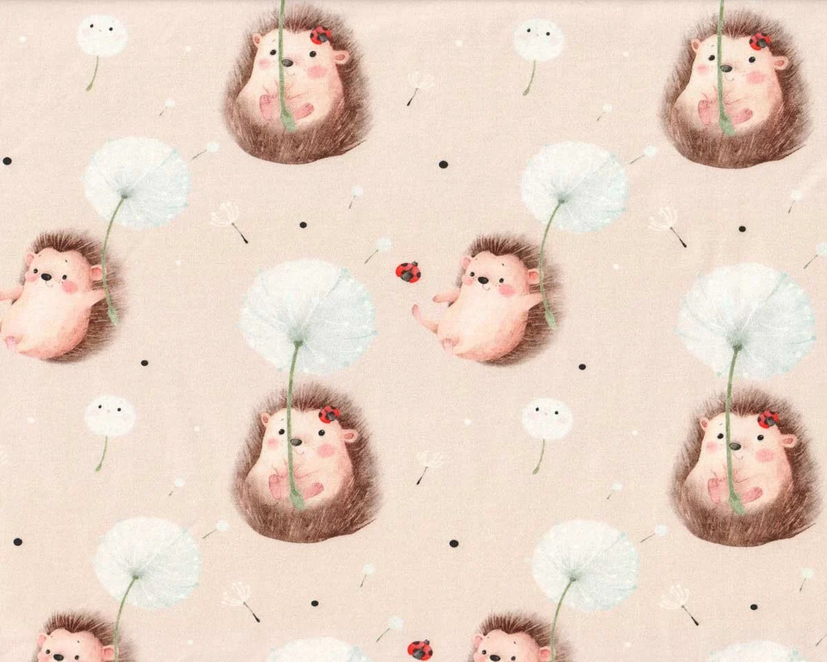 Baumwolljersey LITTLE HEDGE, Igel, beige, Hilco