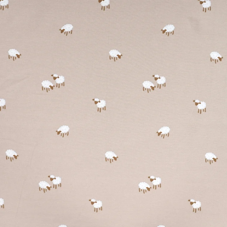 Baumwolljersey Little Sheep, beige