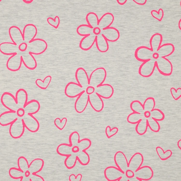 Baumwolljersey Neon Daisy, ecru meliert
