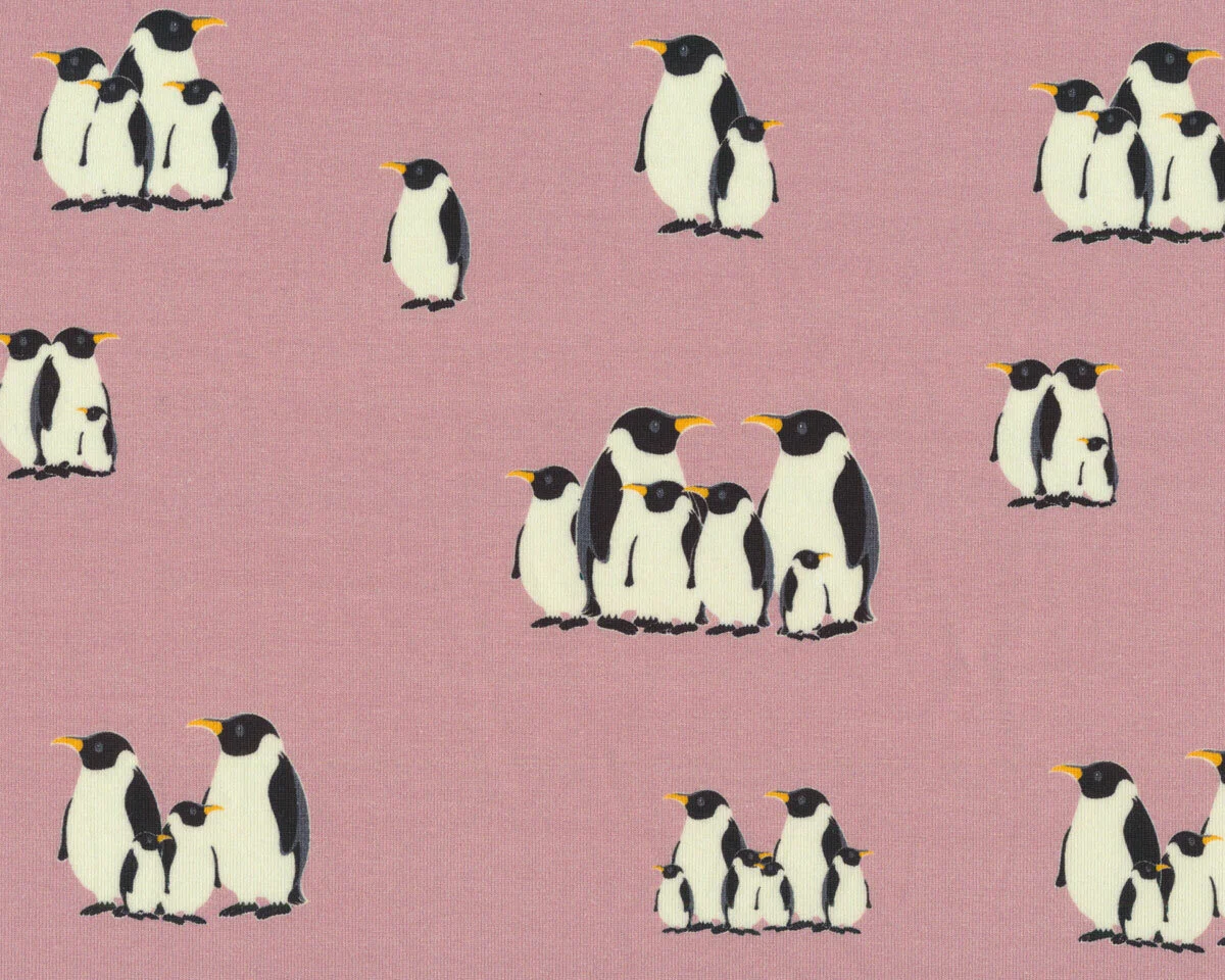 Baumwolljersey PENGUINS, Pinguine, altrosa