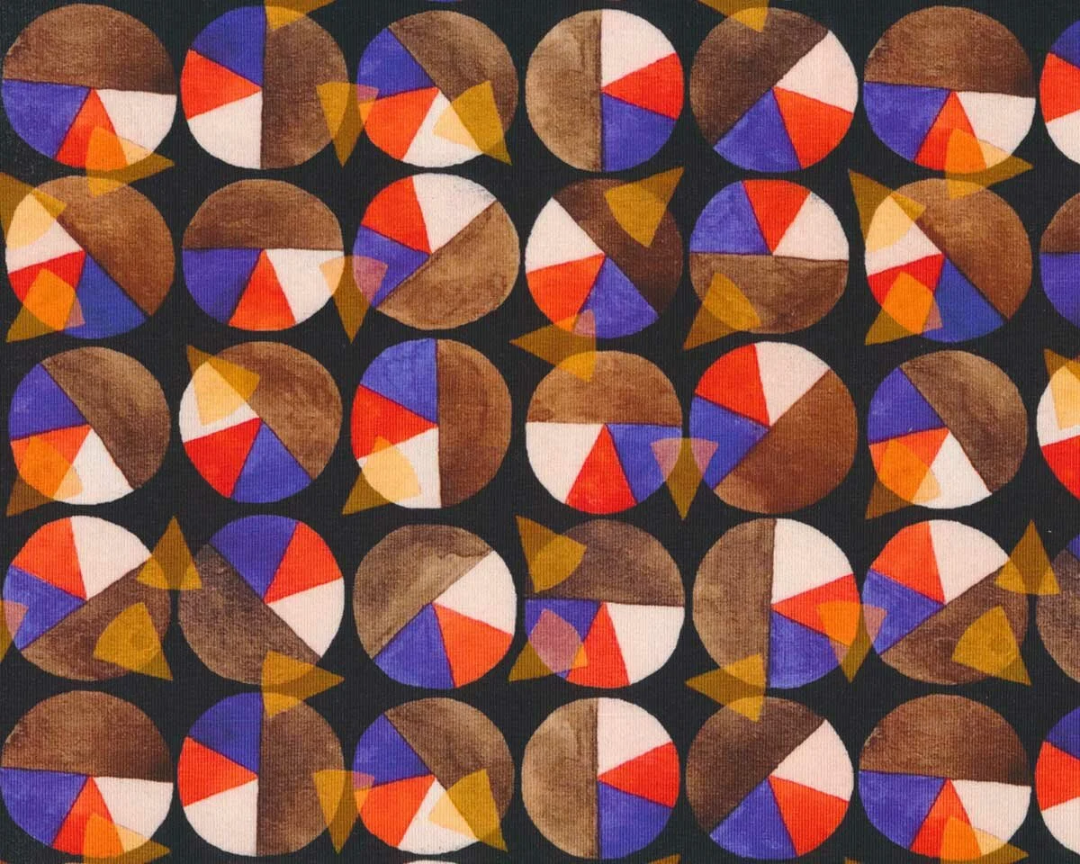 Baumwolljersey RAINBOW CIRCLE, Segmentkreise, braun, Hilco