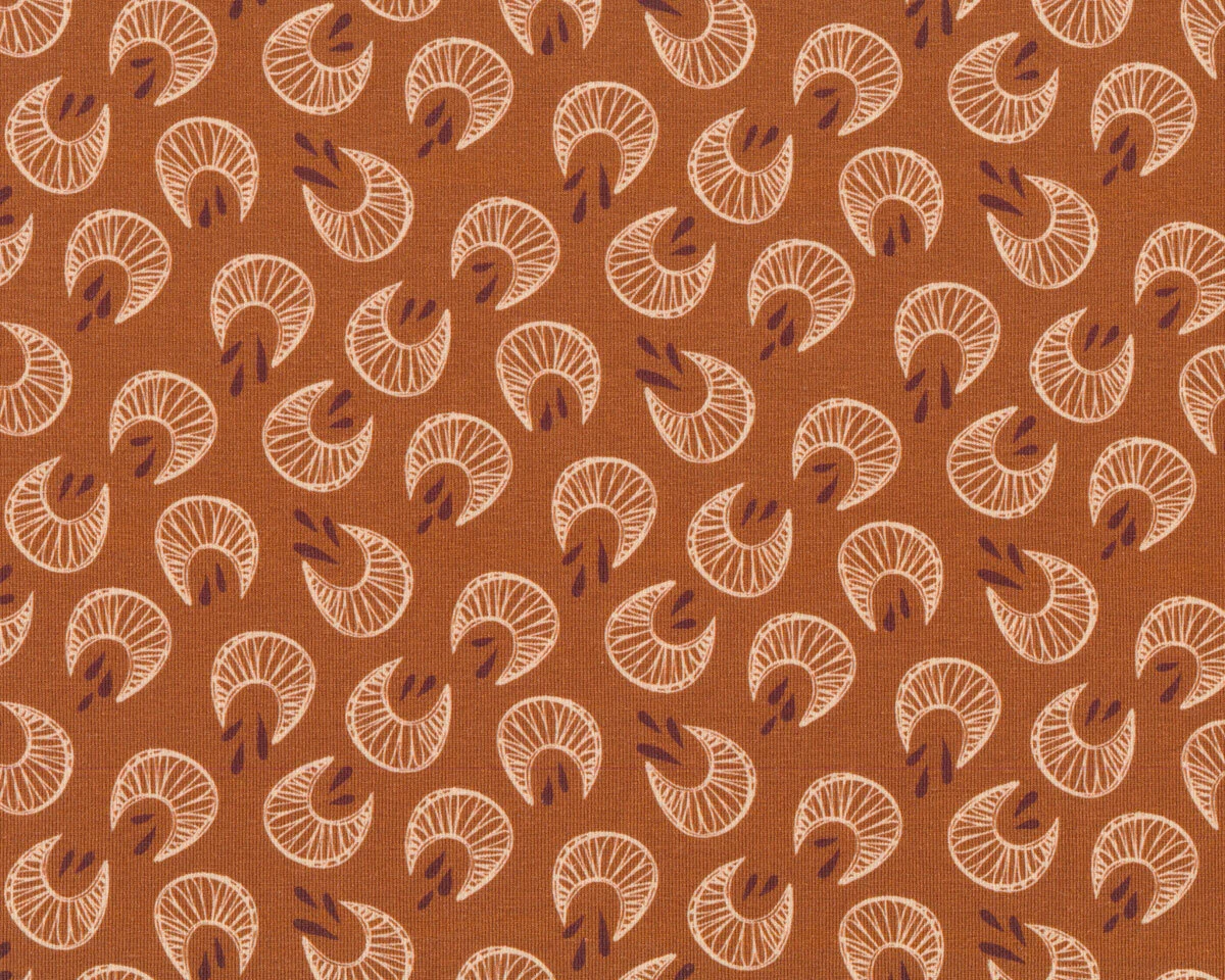 Baumwolljersey SELINE, Halbmonde, terracotta, Hilco