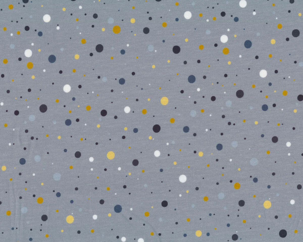 Baumwolljersey SNOWFALL, Punkte, ocker, Lycklig Design