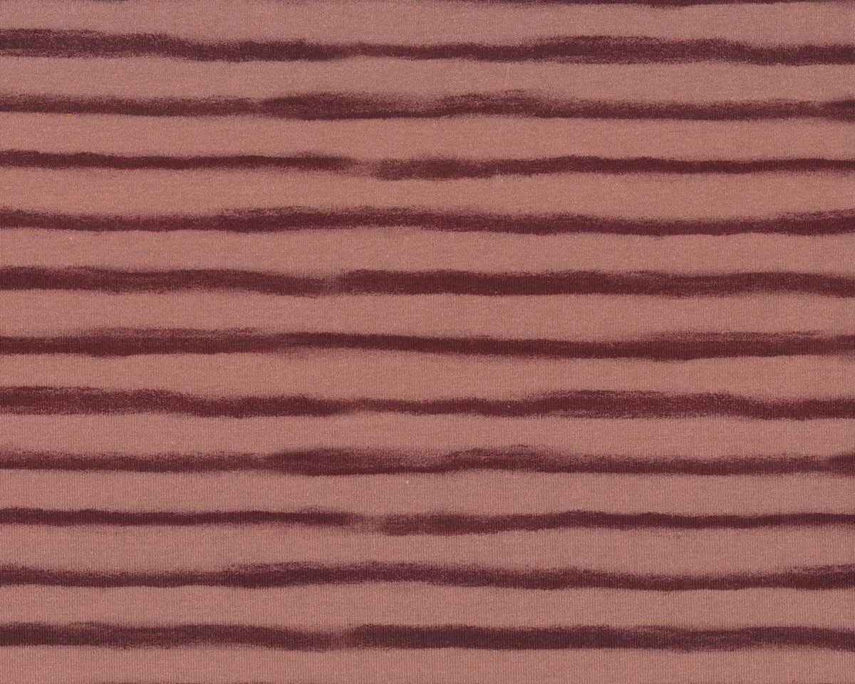 Baumwolljersey SWEET BABY, Streifen, altrosa-aubergine, Hilco