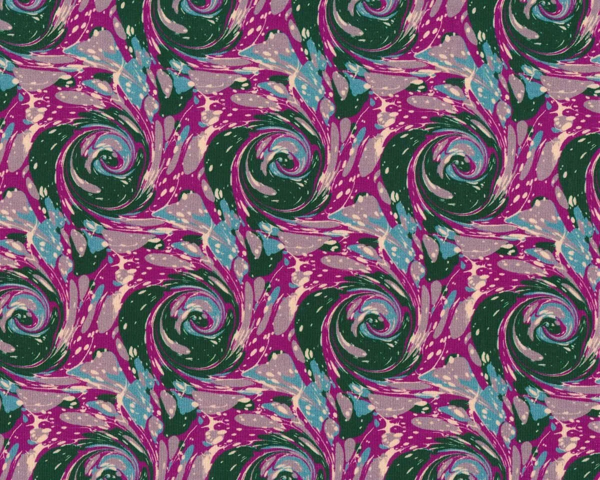 Baumwolljersey TYE DIE MARBRE, Swirl-Muster, fuchsia, Hilco