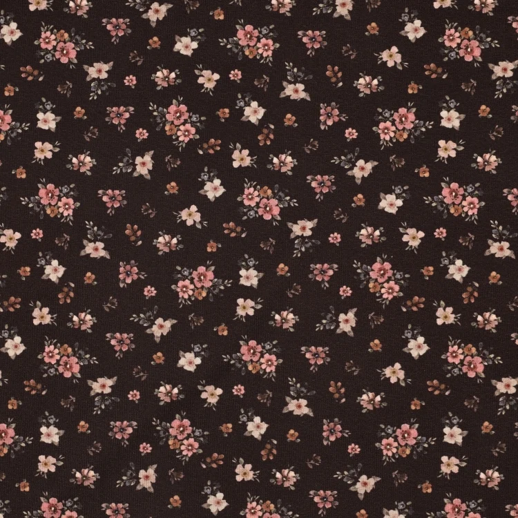 Baumwolljersey Vintage Blossom, braun