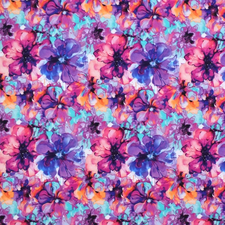 Baumwolljersey Watercolor Bloom, lila