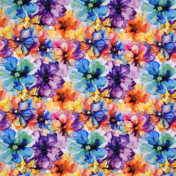 Baumwolljersey Watercolor Bloom, multicolor