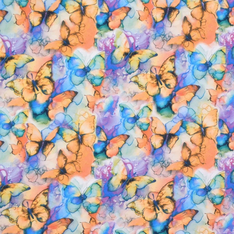 Baumwolljersey Watercolor Butterfly, orange