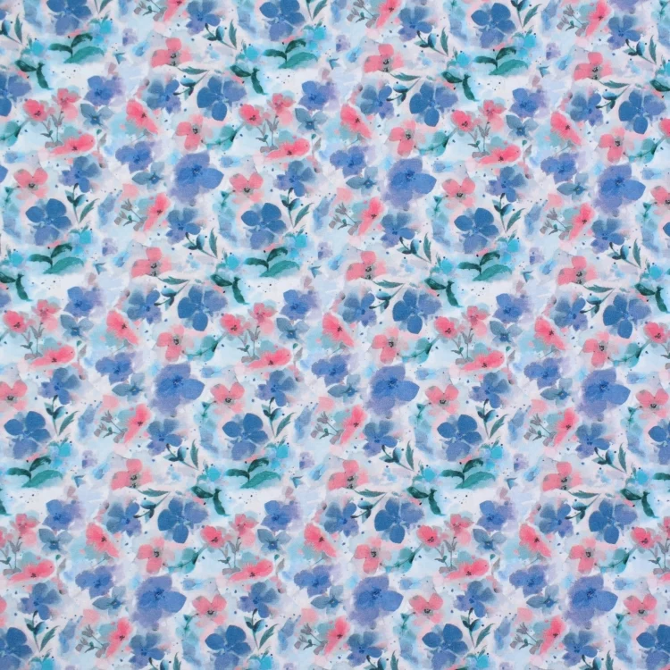Baumwolljersey Watercolor Violets, blau