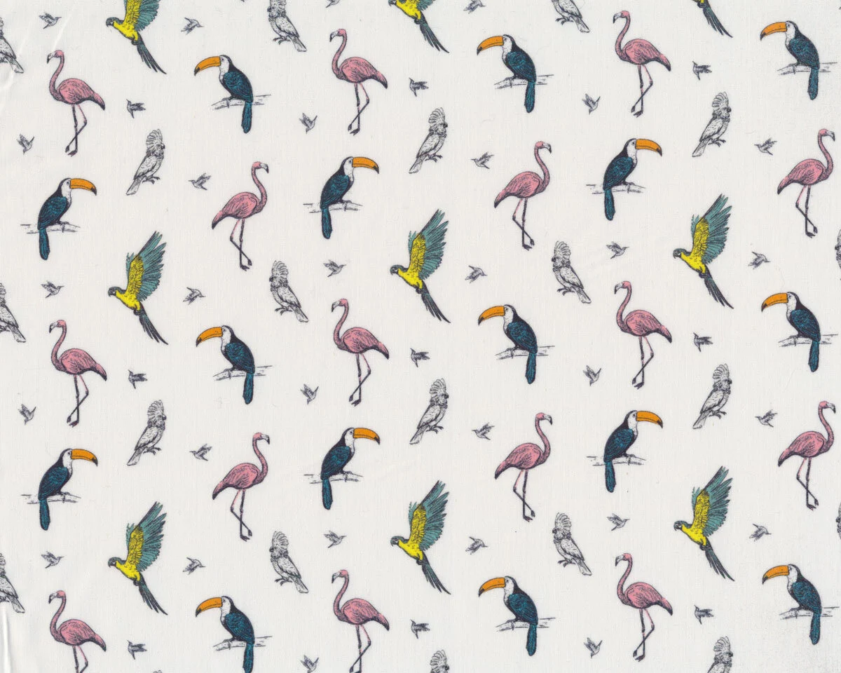 Baumwollpopeline EKZOTIKA, Papageien & Flamingo, Toptex