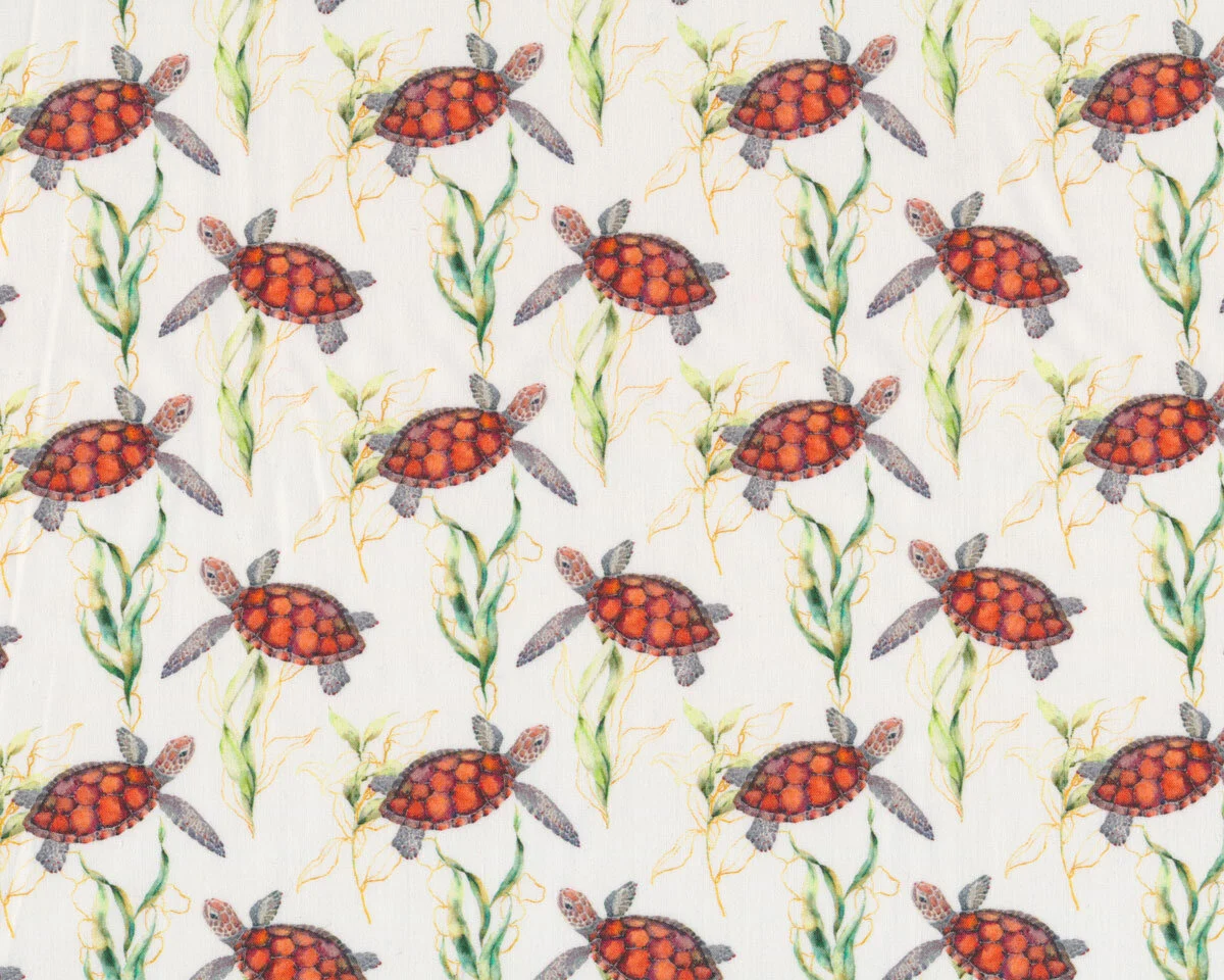 Baumwollpopeline TESTUDO, Schildkröten, Toptex