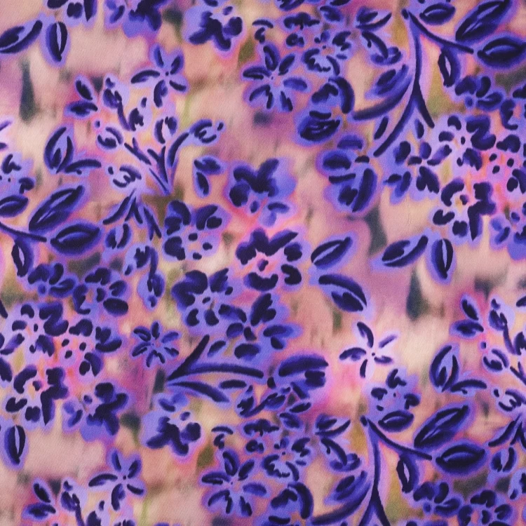 Baumwollsatin Blurry Flowers, lila