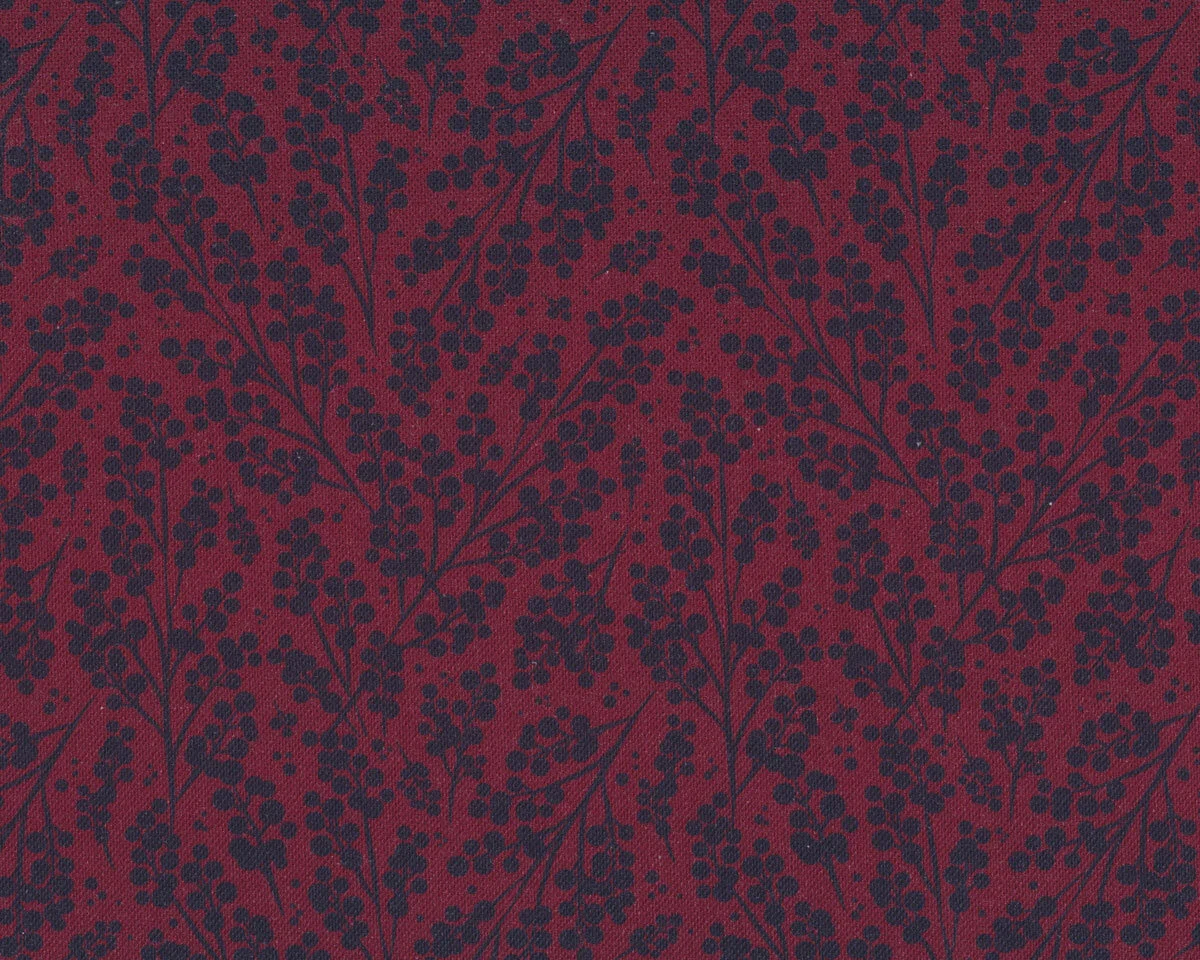 Baumwollstoff BERRY POPPINS, Beerenzweige, dunkelrot, Lycklig Design