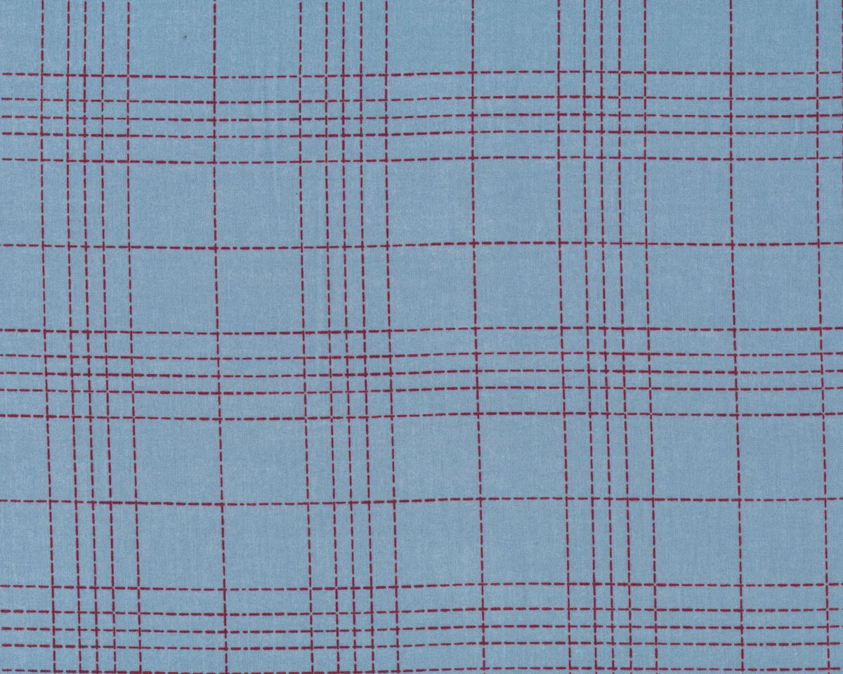 Baumwollstoff DASHED CHECKS, Strichel-Karo, helles jeansblau