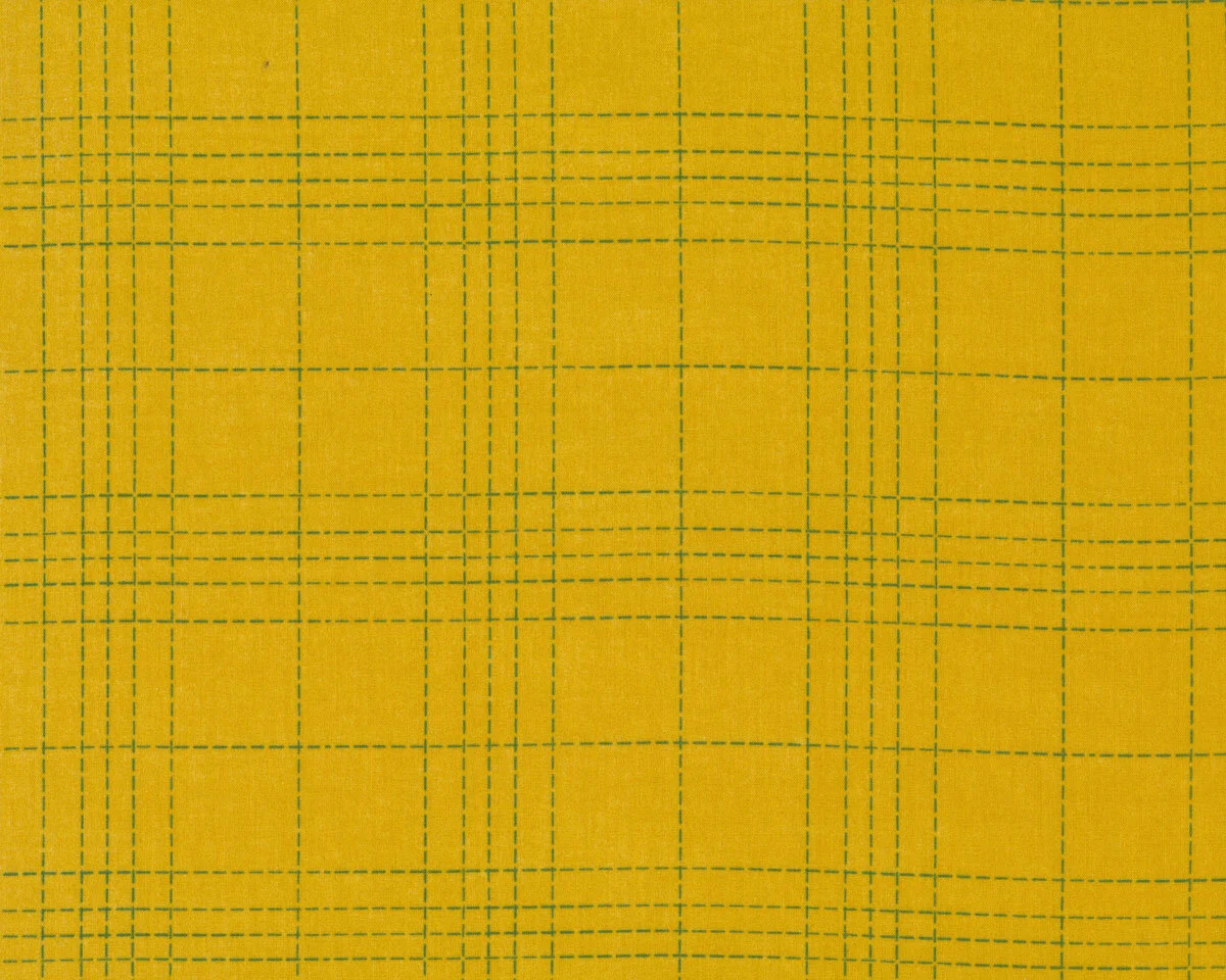 Baumwollstoff DASHED CHECKS, Strichel-Karo, senfgelb